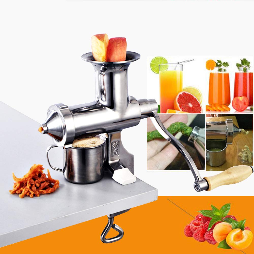 Extracteur de jus manuel en acier inoxydable - Presse-agrumes - Presse-agrumes - Avec pince à vis pour montage sur table - Pour herbe de blé et légumes à feuilles