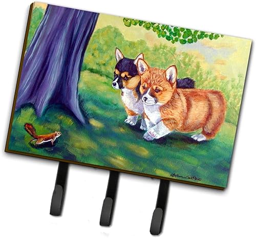 Caroline's Treasures 7293TH68 Corgi - Soporte para llaves o correa de pared, ganchos para llaves, perchero para colgar llaves, toallas, delantales,