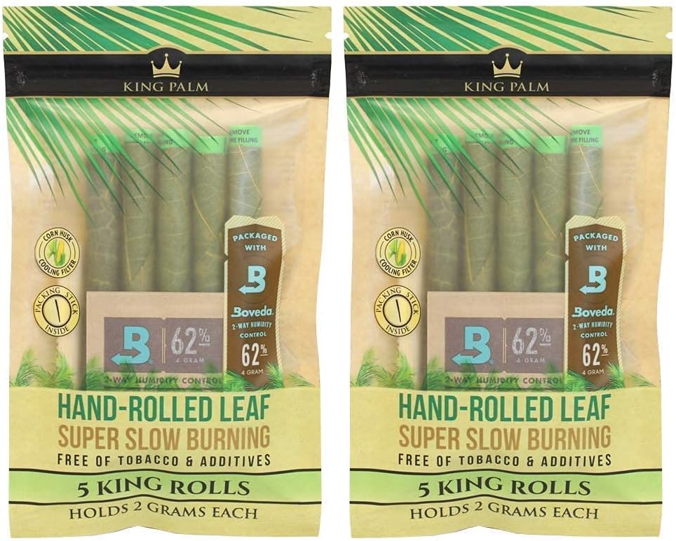 Organic Pre Rolls, Tobacco & Chemical Free, Super Slow Burning, 100% Real Palm Leaf, Just Fill It (10 Kings)