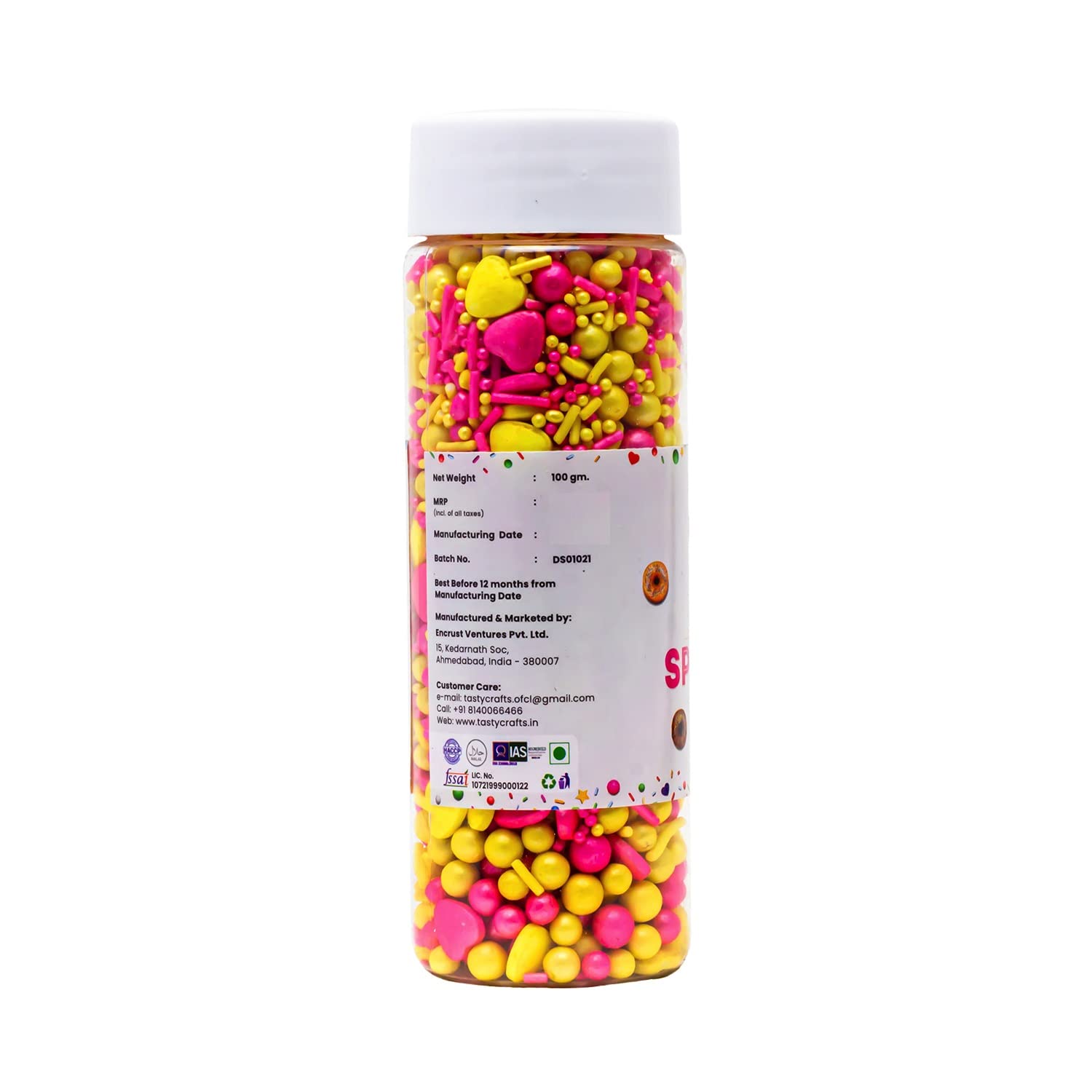 Tastycrafts Mix Metallic Sprinkles | Edible Sprinkle | Colorful Dazzling Sprinklefetti | Baking Cake Items | Candy Toppers for Cake, Cupcake, Dessert, Pastry, Cookies Decorations - 100 GM (DM 019)