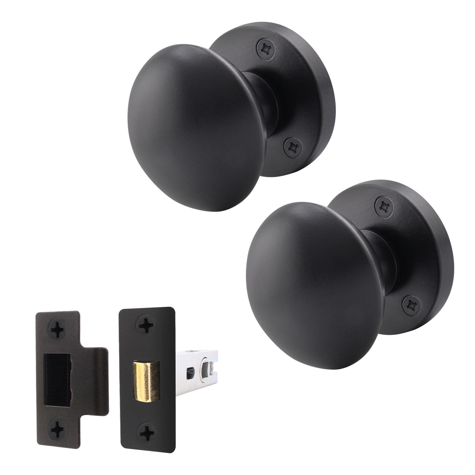 EAI Matt Black Door Knobs with Latch 76mm, 1 Pack - Victorian