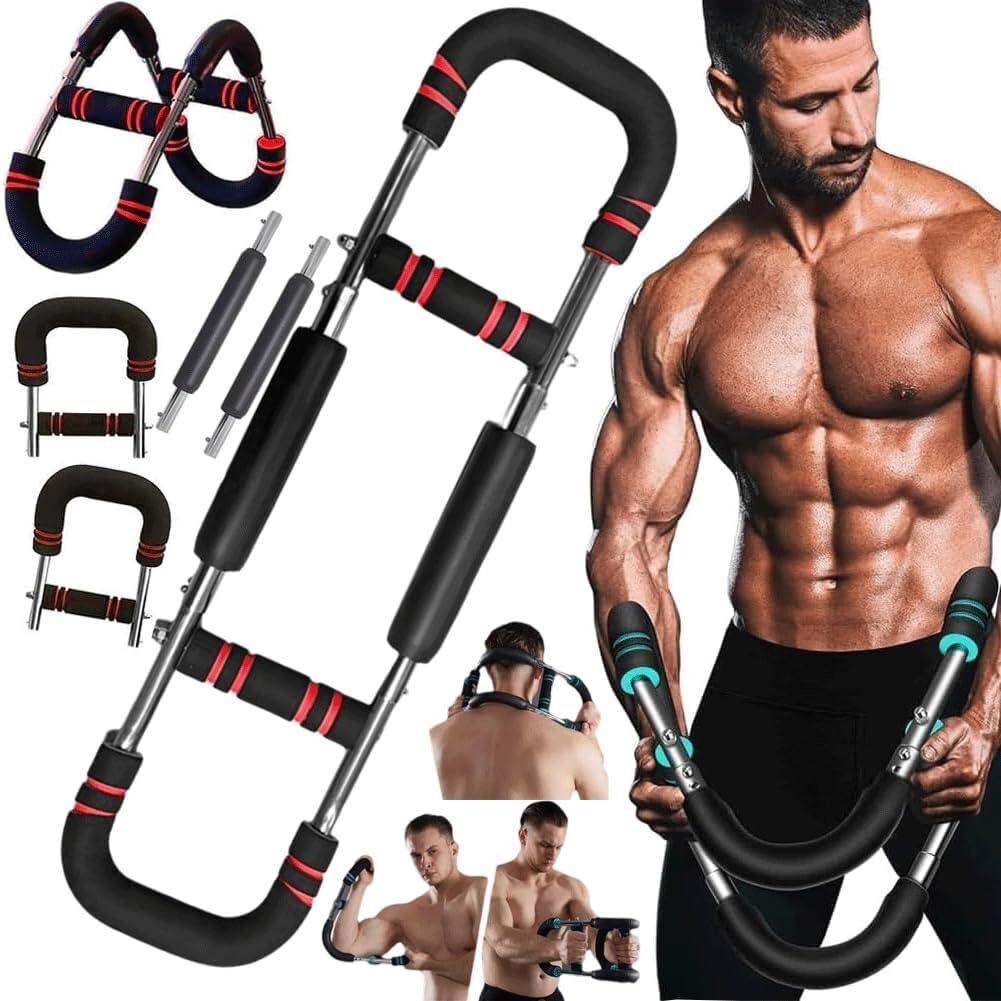Expansor de Pecho Ajustable en Forma de U de 40 a 110 LB, Barra de Potencia portátil Desmontable para Entrenamiento de Cuerpo Completo en casa, Gimnasio o Viajes.