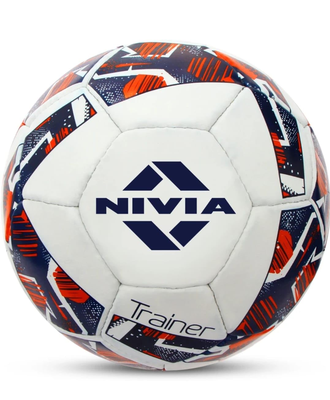 Trainer Synthetic Weather Proof Football, White, Navy and Orange, Training Soccer Ball-image-28