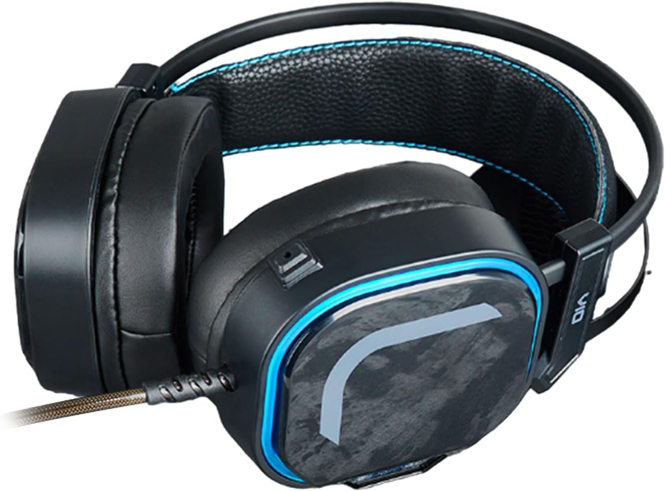 V10 コンピューターゲーム用ヘッドセットヘッドホン タッチ可能なボリュームコントロール 肌に優しいレザーと通気性のあるイヤーマフ