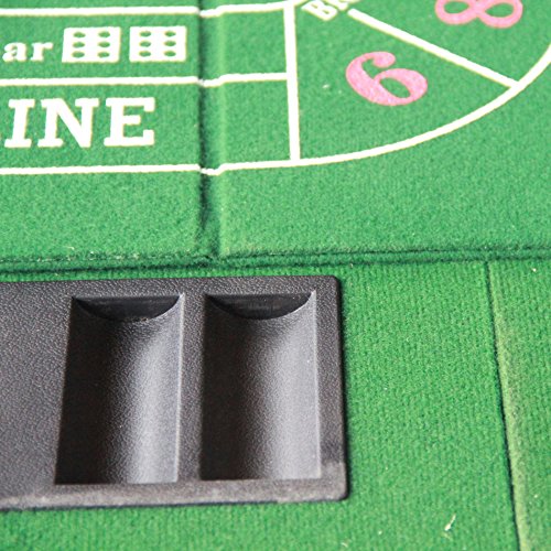IDS 3 in 1 Folding Casino Texas Hold\'em Table Top Green (Poker/Blackjack/Craps) with Carrying Bag