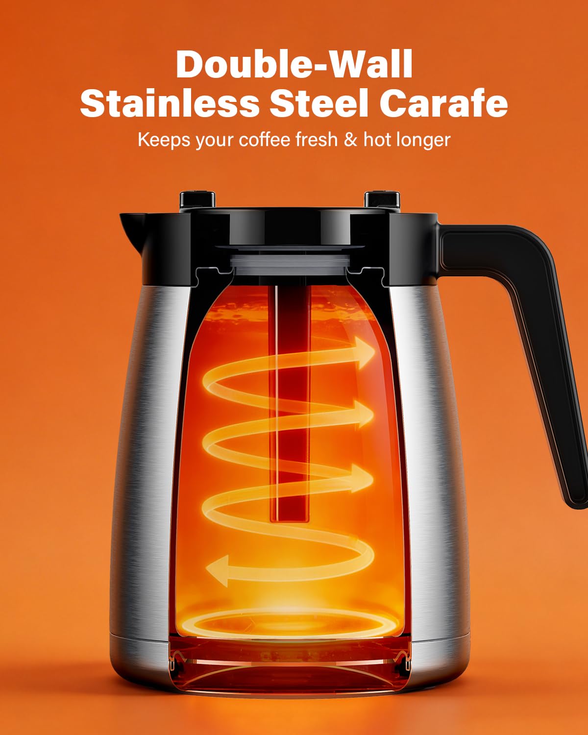 SHARDOR Programmable 5 Cup Drip Coffee Maker, Single Serve Hot & Iced Coffee Machine for K Cup & Grounds, 95oz Removable Reservoir, 6–24oz Brew Size, Strong Brew, Stainless Steel Thermal Carafe, Black — view 6