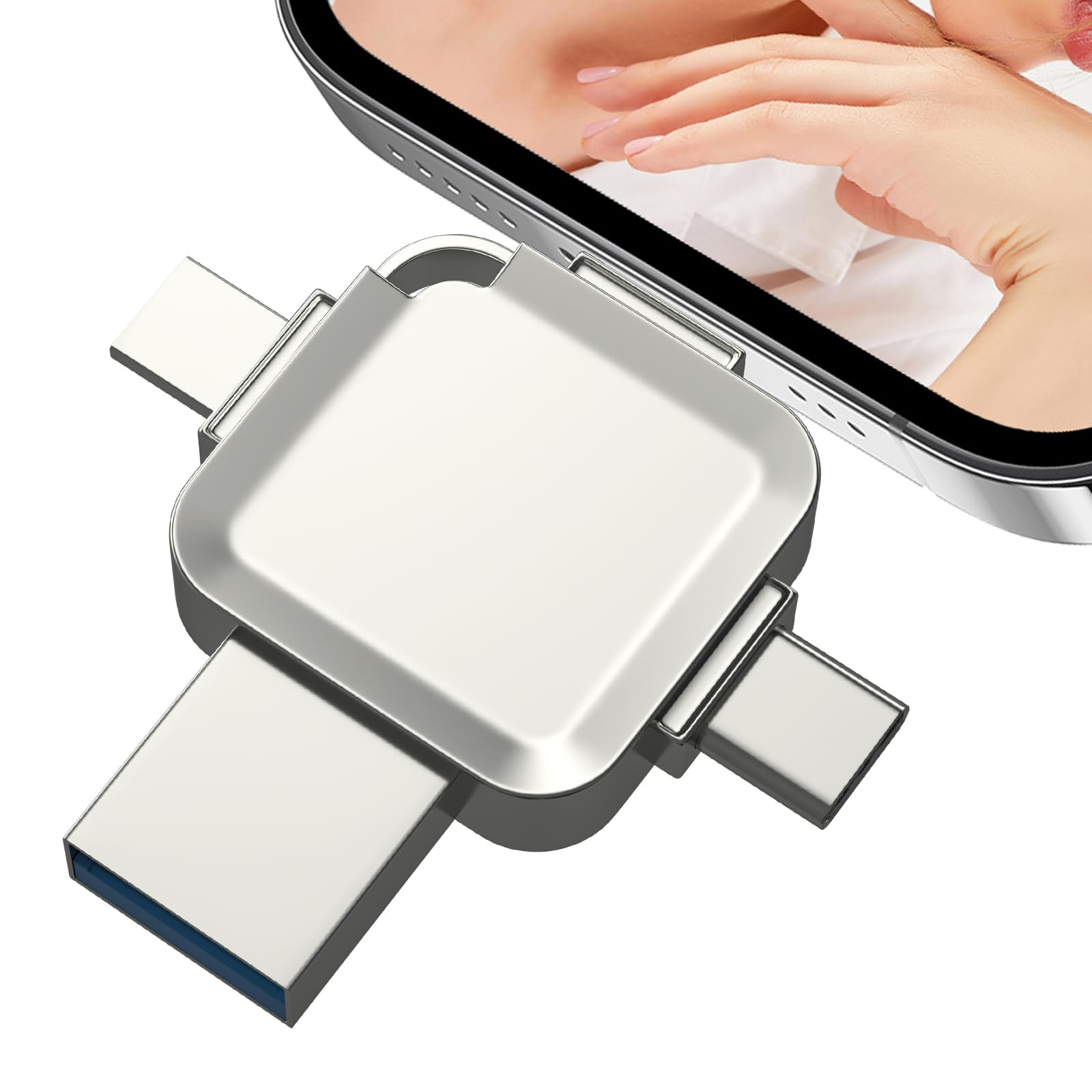 MFi Certified 512GB USB Flash Drives, 512GB USB 3.0 High Speed 4-ni-1 Type-c OTG USB Stick External Storage for iPhone/PC/iPad/Android/More Devices for Photos and Videos Transfer Storage Backup