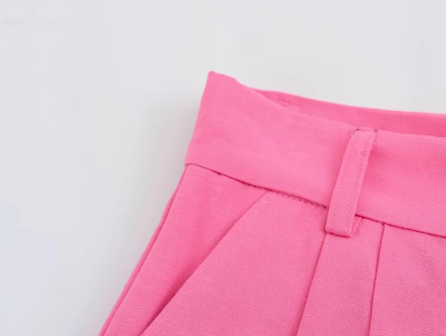 Pantalones cortos de cintura alta para mujer, color rosa, caqui, S