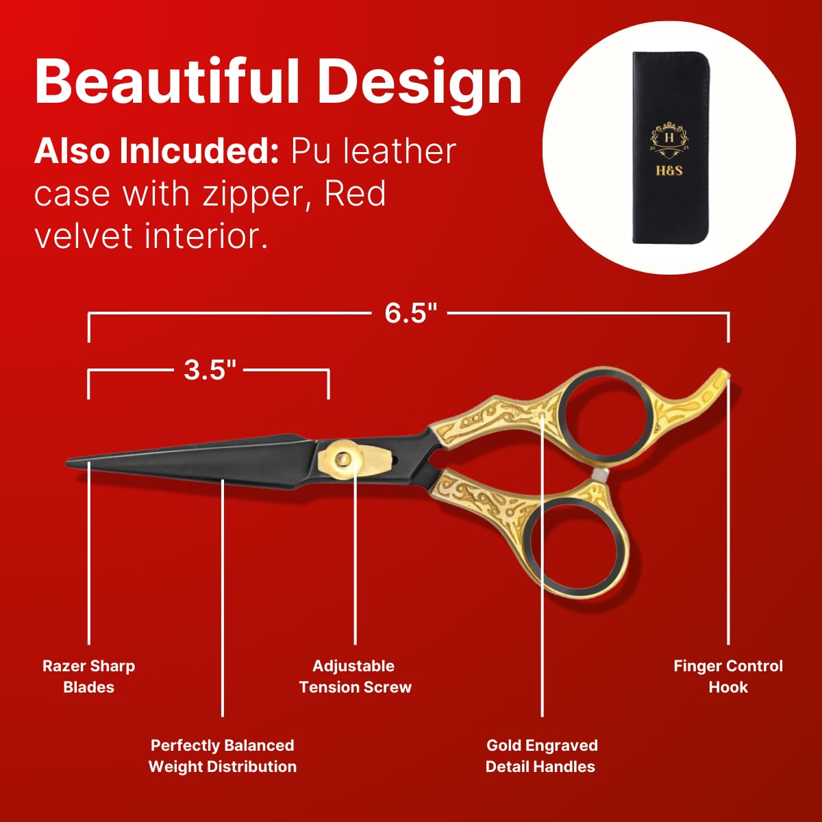 H&S GoldBlack Series Professional Hair Cutting Scissors | Premium