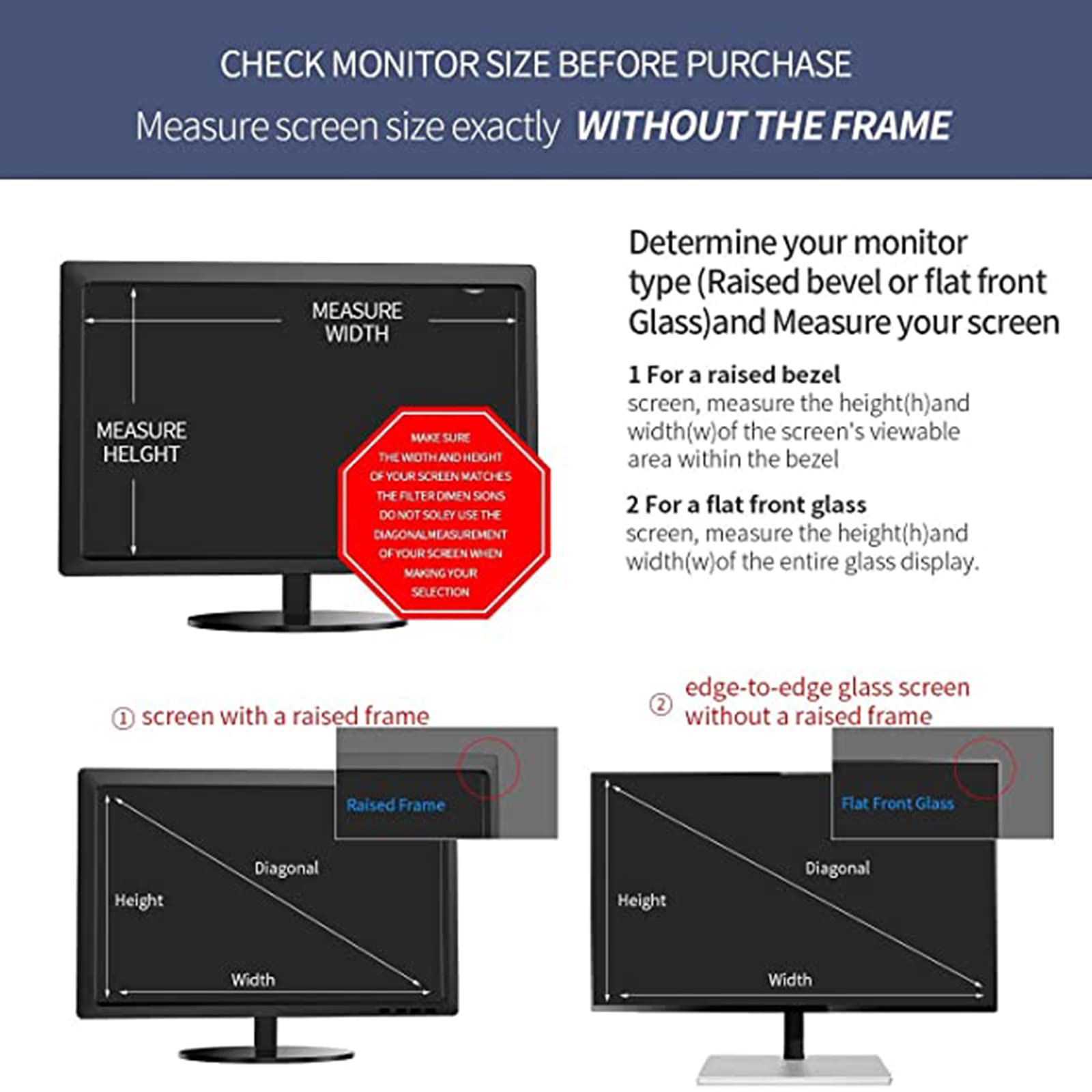Protecteur D'écran HD/Mat Anti-lumière Bleue De 22,4 Pouces, Film Protecteur D'écran LCD Anti-éblouissant, pour Moniteurs LCD, Téléviseurs, Pc,Matte-22.4inch(474x296mm)