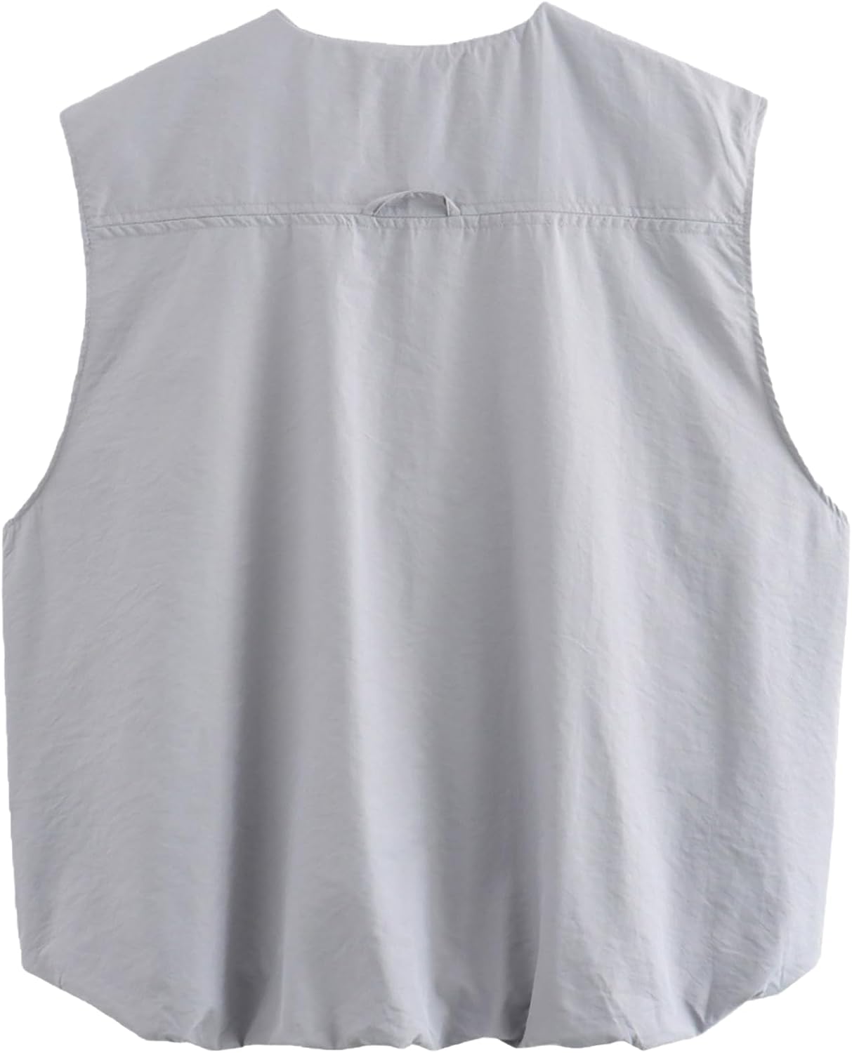 Women's Casual Zip Up Cargo Vest Oversized Lightweight Ruched Hem Sleeveless Blazer Vest Jacket Tops Trendy Outwear