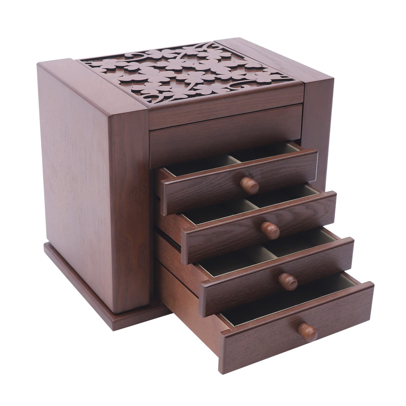 Schmuckschatullen 5-lagige Rustikale Holz Schmuck Organizer Box für Uhren Halsketten Ringe für Damen Freundin