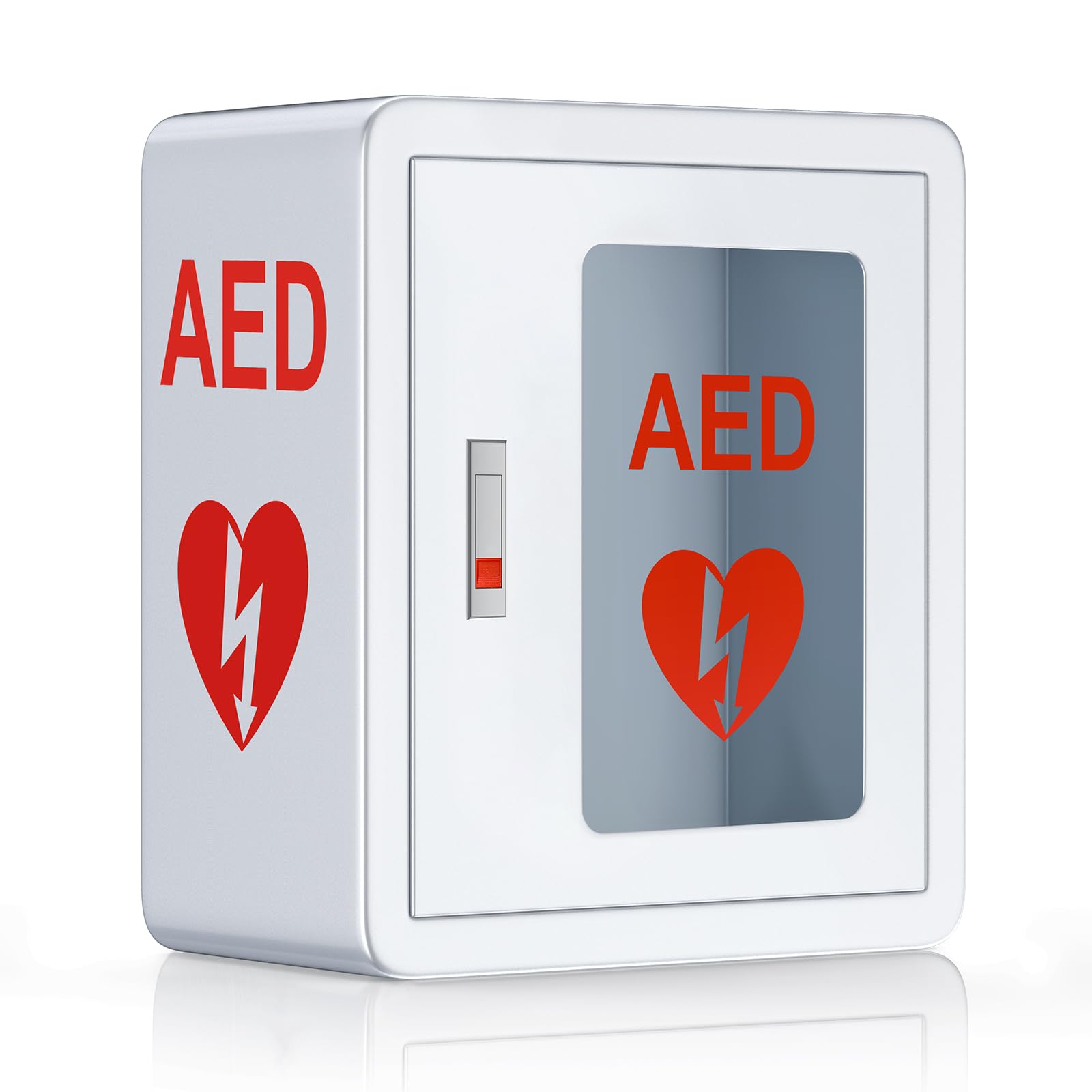 AED Cabinet Wall Mounted, AED Defibrillator Storage Cabinet with Snap Lock, Transparent Window fits for Home, Office, Hospital and Public Places, 14 x 7.8 x 15.7 Inch
