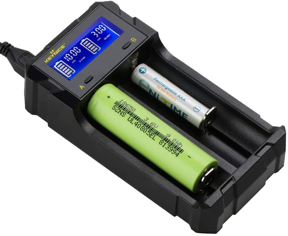 Speedy Universal Battery Charger, KEYNICE LCD Display 2 Slots Intelligent Battery Charger USB, Smart Charger for Rechargeable Battery Li-ion/IMR/Ni-MH/Ni-Cd AA AAA C 26650 21700 20700 18650 18500