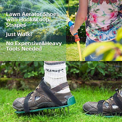 LASTOOLS Lawn Aerator Shoes Spiked Aerating Sandals Heavy Duty One-Size-Fits-All & Easy to Use Single Strap Design & Nonslip Gardening Shoes