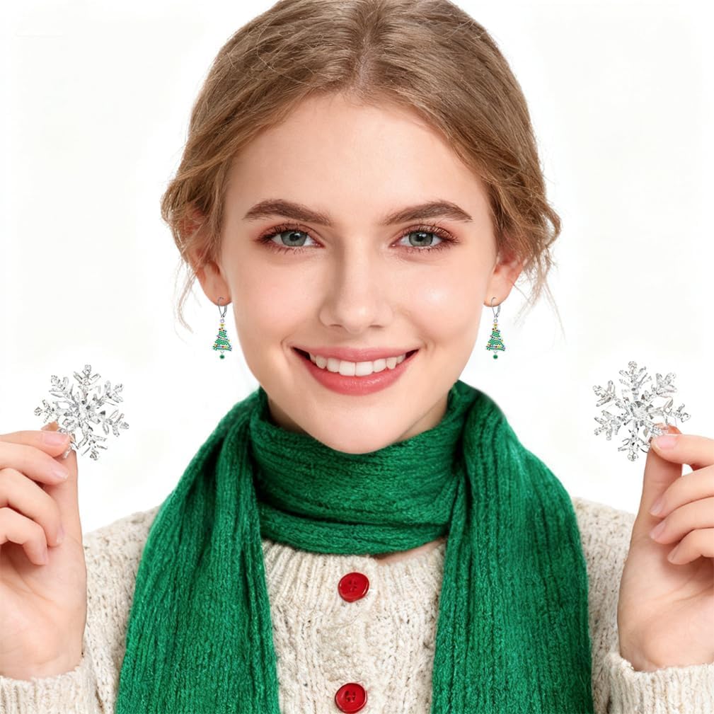 Christmas Tree Earrings for Women Sterling Silver Holiday Christmas Earrings Jewelry Gifts for Women - Image 2