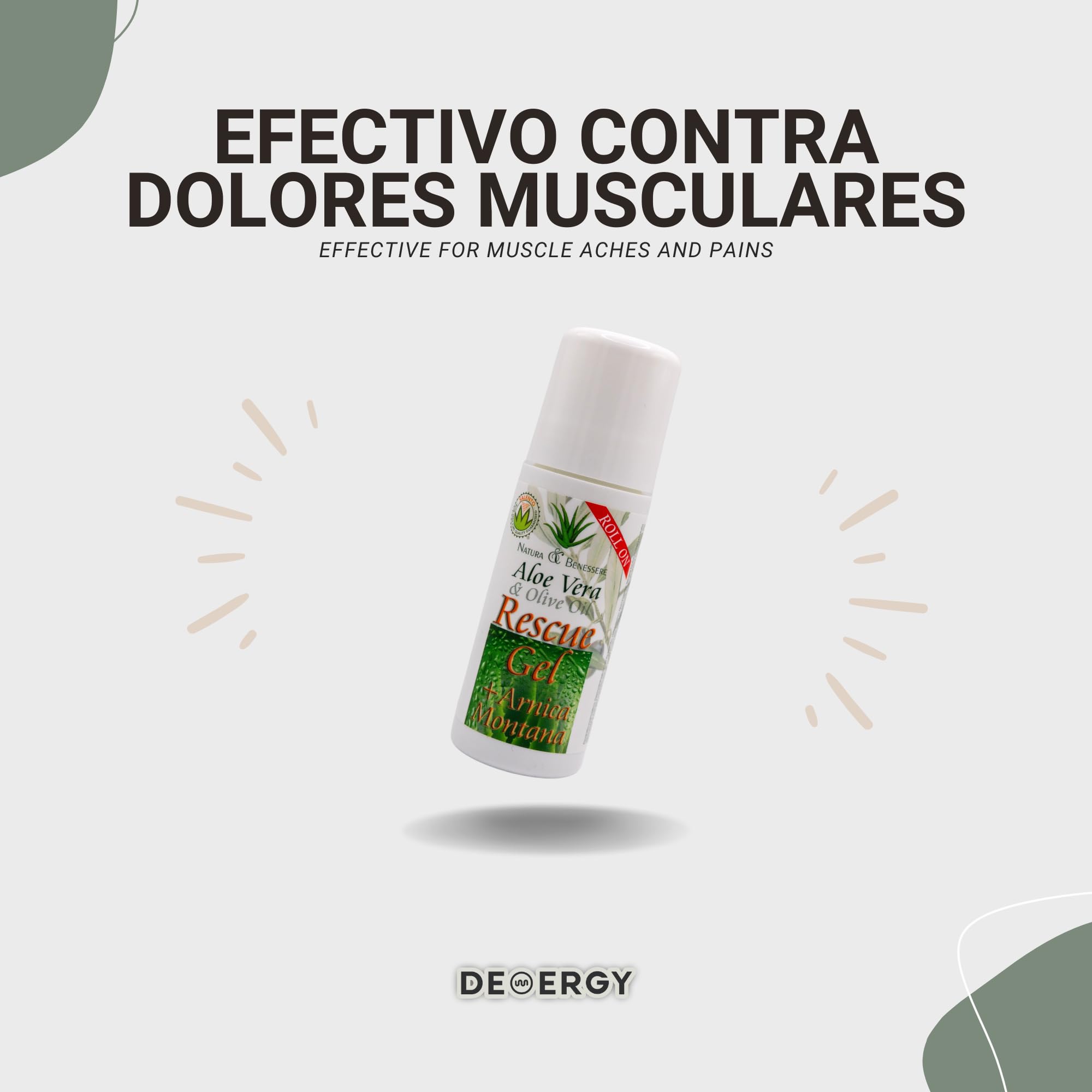 DEMERGY® Sin Dolor Rescue Gel Aloe Vera Arnica Roll On Ingredientes Naturales Alivio Dolor Articulaciones, Músculos, Golpes, Moratones, Picaduras Insectos, Apto Niños, Antiinflamatorio Pack 4 Unidades