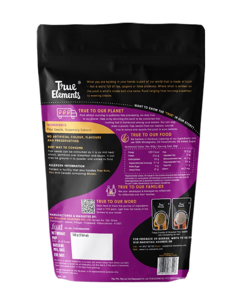 Review Roasted Flax Seeds 500G By True Elements - Flax Seeds For