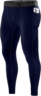 Men’s Compression Pants Running Leggings Athletic Base Layer Workout Tights with Pockets for Sports Basketball