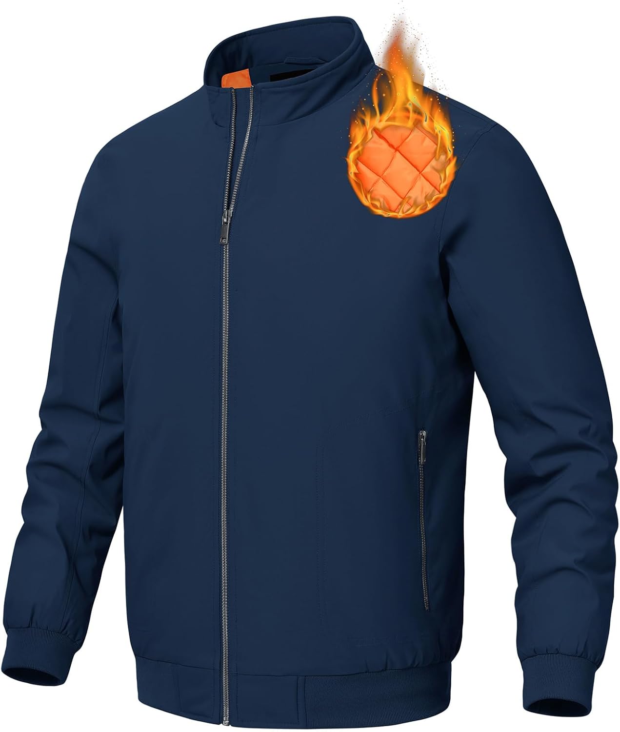 BGOWATU Men's Jacket Insulated Fall Winter jacket Zip Up Windproof Quilted Bomber Jackets Casual Warm Padded Coats - Image 2