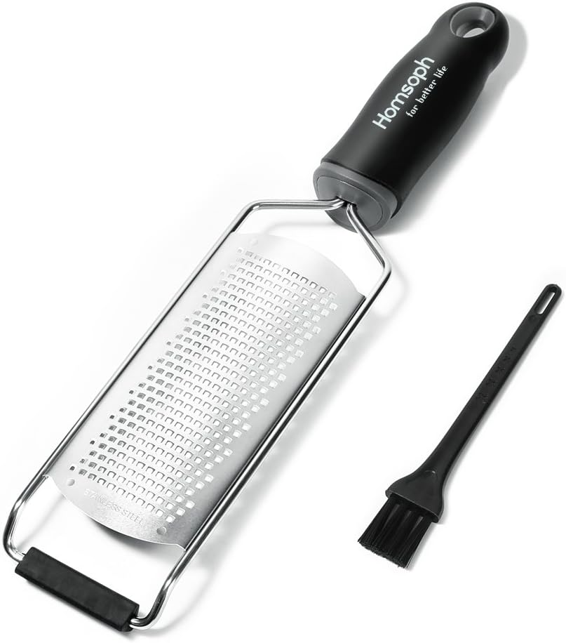 Duyoku Cheese Grater, with Cleaning Brush & Protector, Homsoph Perfect Citrus Zester for Parmesan, Lemon, Expert Slicer for Vegetables with Sharp Stainless Steel Blade, Tiny Pieces Grater