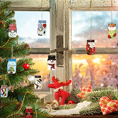 Jetec 24 Pieces Christmas Tree Ornaments Wooden Mason Jar Shaped Wood Christmas Hanging Slices Pendants Embellishments Tags For Tree Wall Party Decoration (Classic Style) #TOP5