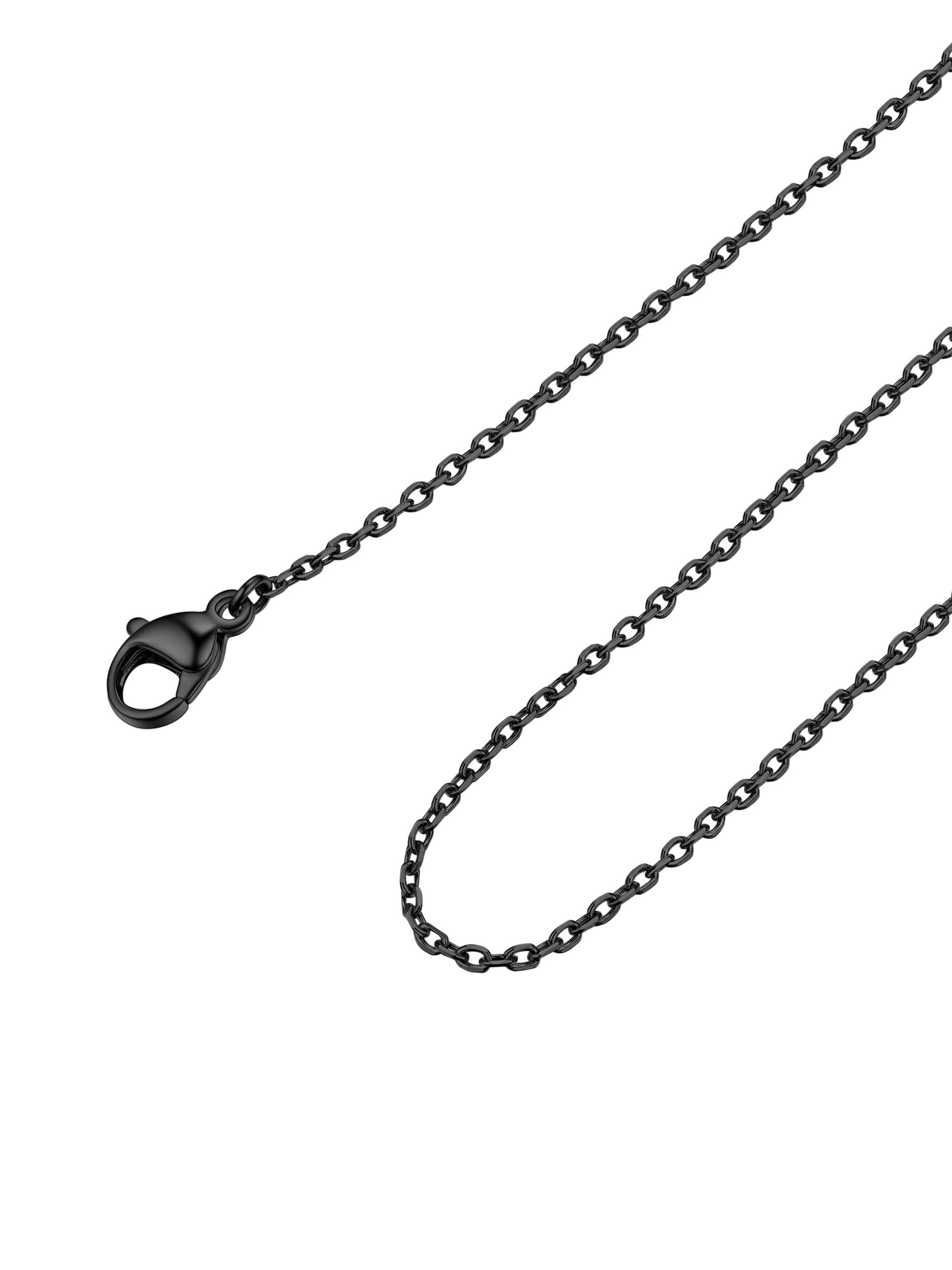 FOCALOOK Edelstahl Kette Damen 1.4mm/2mm dünne Rolokette Edelstahl Halskette Ersatzkette für Anhänger Silber/Gold/Rosegold/Schwarz wählbar 35/40/45/50/55/60/65/70/75cm Länge