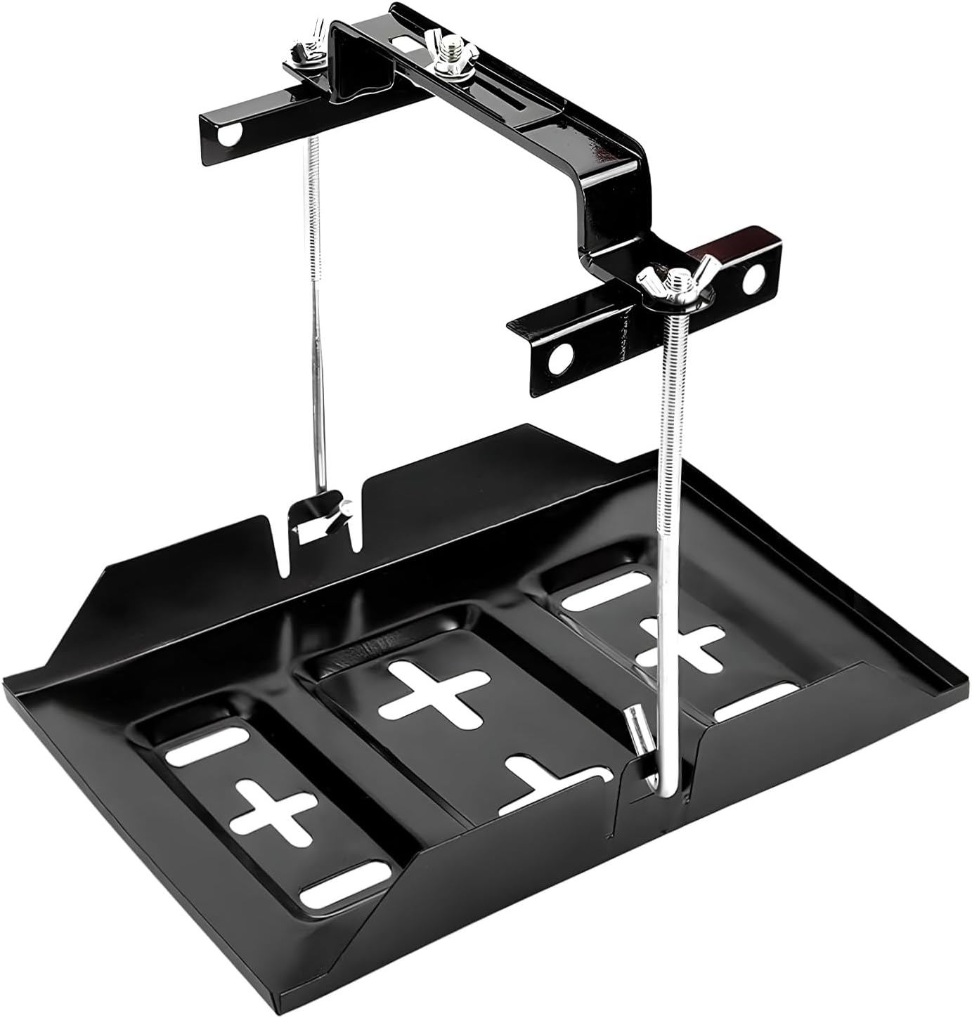 Sun Walker Battery Hold Down Tray Kit, Corrosion-Resistant Vehicle Battery Tray with Adjustable Bracket Clamp, Heavy Duty Batteries Storage Holder & Clamp for Car Truck Boat (11.0 × 7.8 inches)