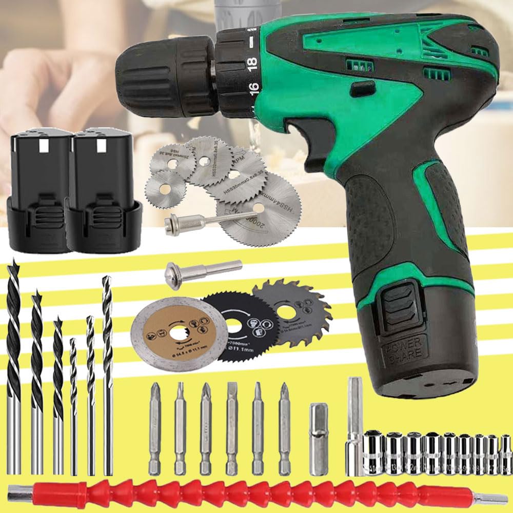 Galaxe 12V House Hold Hand-held Charging Electric Drilling Machine Electric Drill Machine Screw Loosening with 9pcs HSS Circular Saw Blade/Cutting Discs (GLX12V9CD8, 37pcs tool kit) (B0DCTM78YJ) Amazon Price History, Amazon Price Tracker