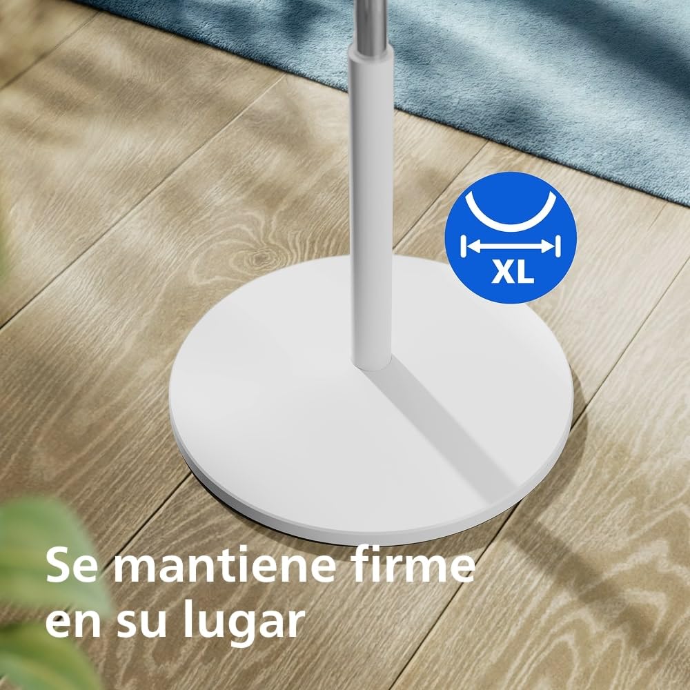 PHILIPS Ventilador de Pedestal Serie 1000 - Potente y Silencioso, 38 dB, Altura Ajustable, Inclinable y Giratorio, Temporizador, Blanco (CX1220/00)