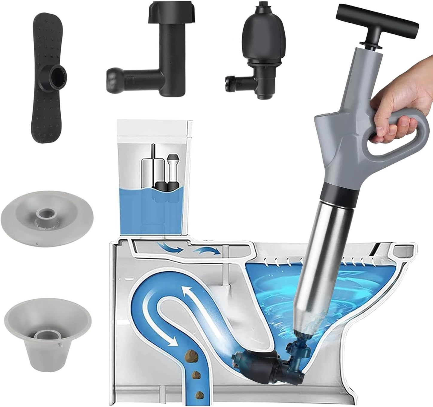 Air Toilet Plunge Set, Drain Clog Remover Tools for Toilet Unclogged Air Plungers Drain