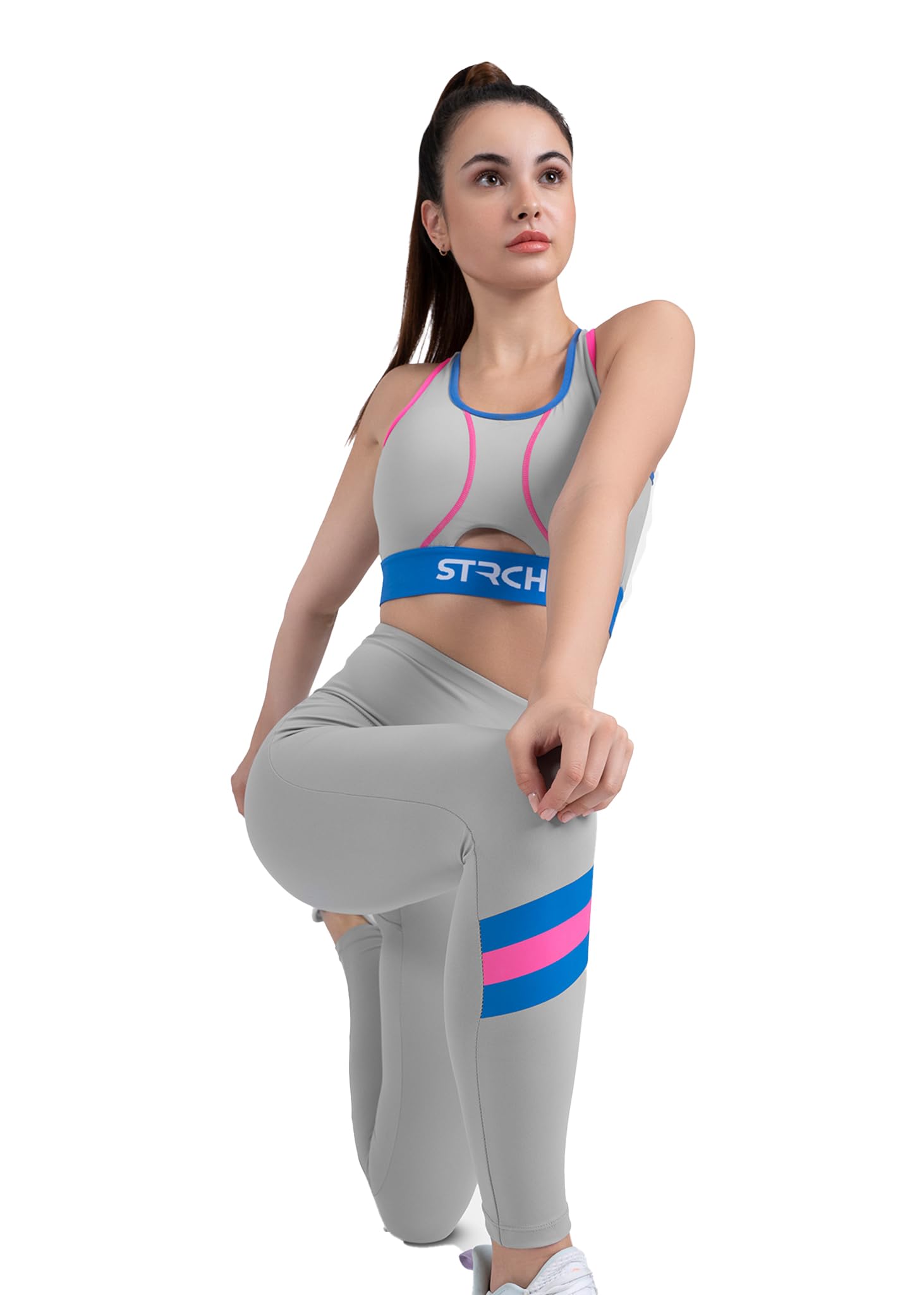 Nylon Double Strap Sports Bra for Womens- Relaxed fit, Removable Padded Bra for Gym, Yoga, Running, Super Stretch, Sweat-Wicking, Lightweight, Breathable, Elastic Bottom Band for Grip-image-8