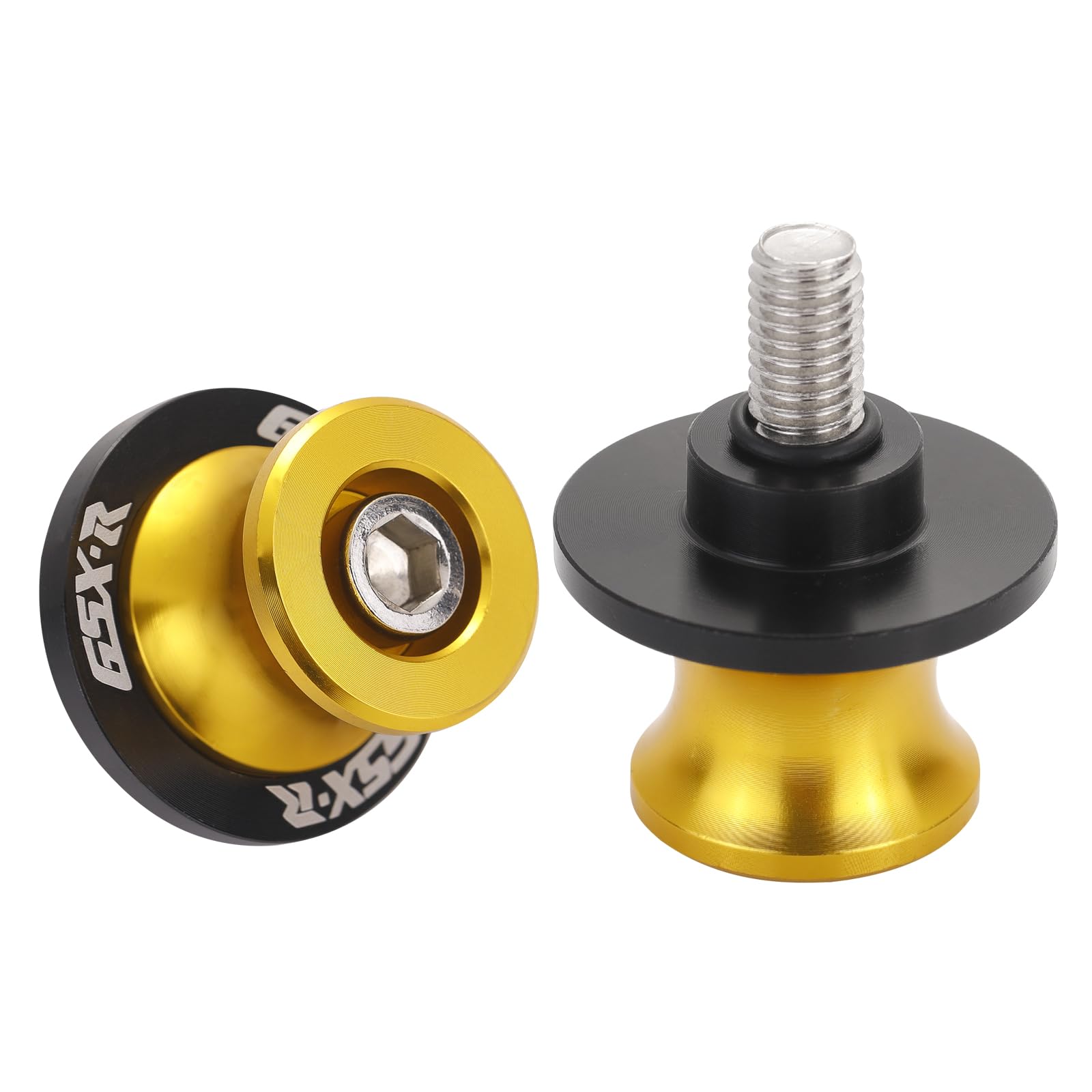 2Pcs Motorcycle Swing Arm Spools for Suzuki GSX-R 600 750 1000 Aluminum (Glod)