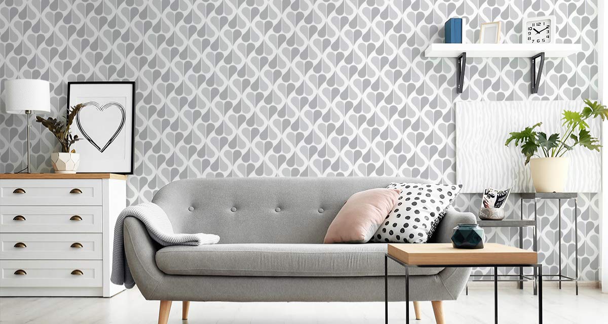 Muralo Papier Peint Classique Motif Rétro et Nuances de Gris - 10m x 53 cm