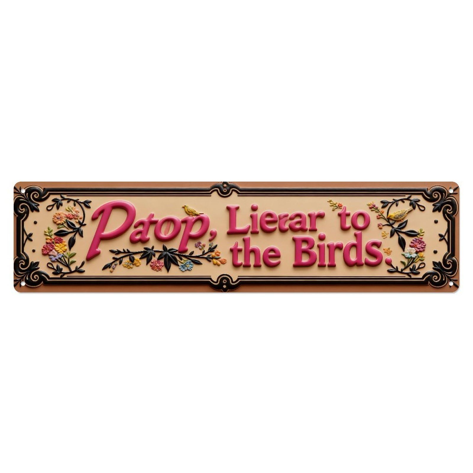Floral Border With Birds Metal Tin Sign Plaque