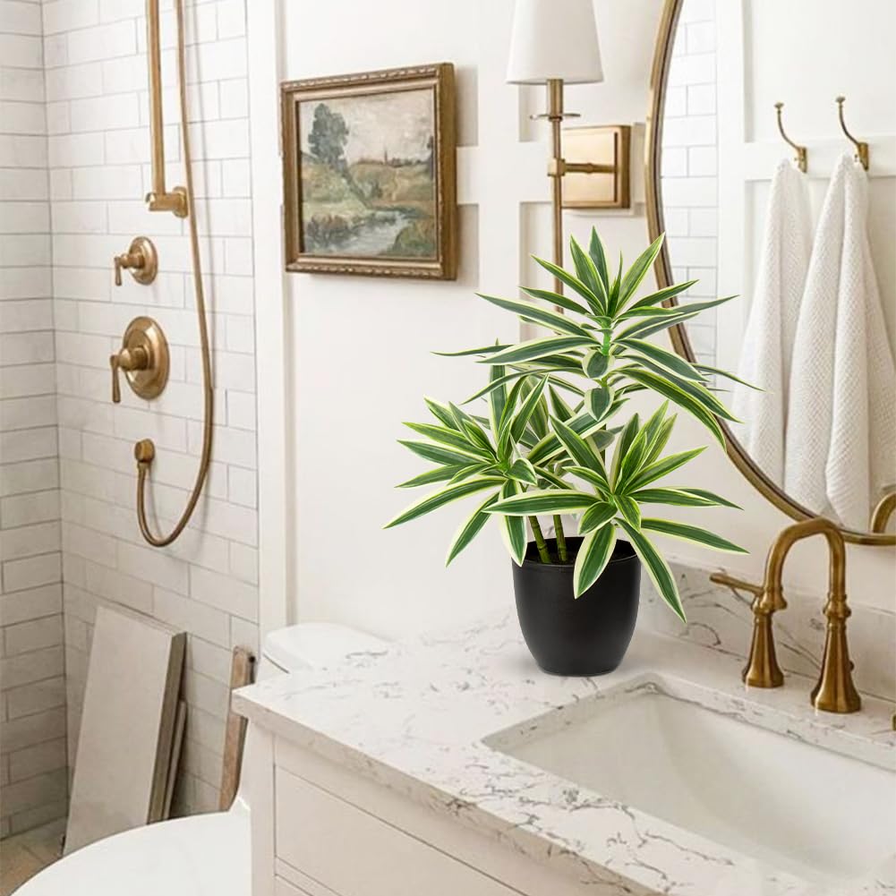 Oairse Piante finte da 41 cm in vasi neri, pianta artificiale di dracaena decorativa piante in vaso finte realistiche piante da interno per casa, bagno, soggiorno, cucina, mensola, decorazione da