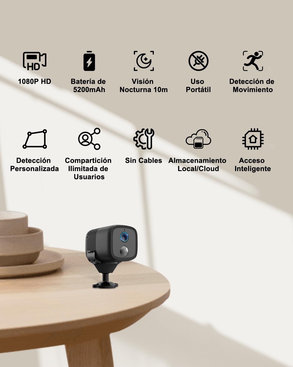 UCOCARE 2K Mini Camara Espia WiFi, Camara Vigilancia WiFi Interior 2 Piezas | Detección de Movimiento IA, Visión 160°, Visión Nocturna 10m, Compatible con Alexa, SD/Nube, WiFi 2.4GHz