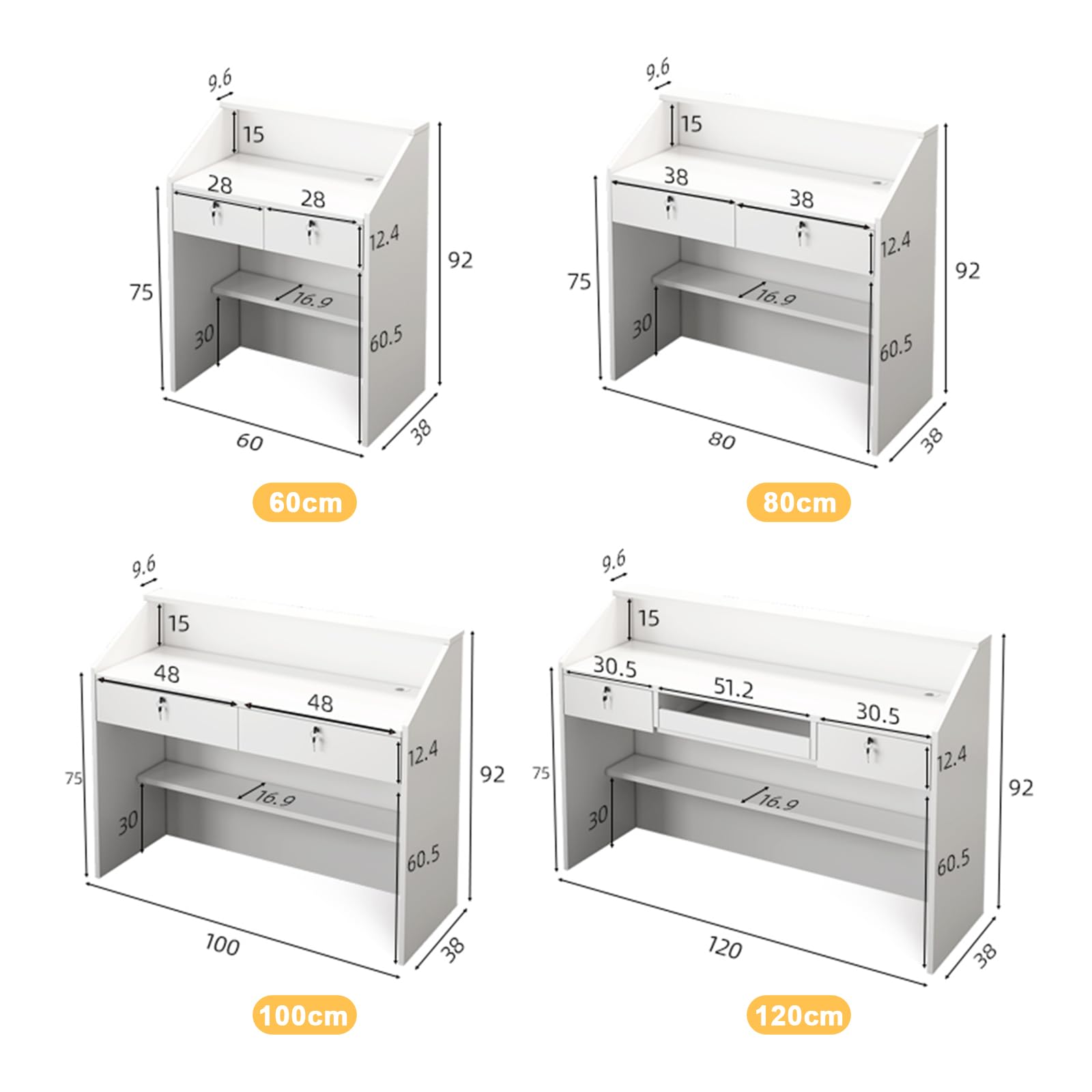 Mostrador de recepción, mostrador Frontal con cajón con Cerradura y luz, mostrador minorista para Caja, Escritorio de Madera para computadora para Oficina, vestíbulo, Tienda de Ropa, salón