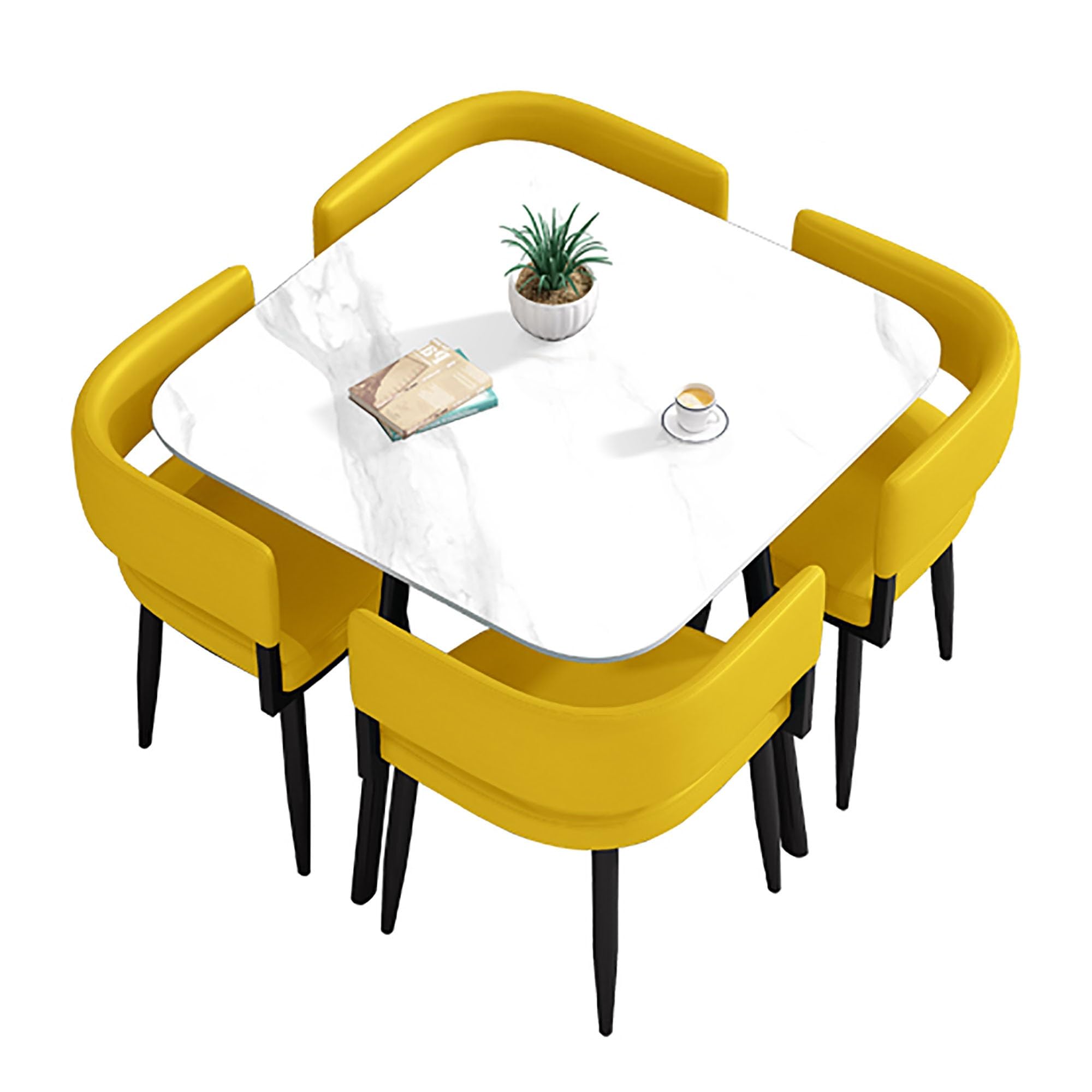 WOTZOV Contemporary 5 Piece Dining Set With Square/Round Table And 4 Chairs Ideal For Small Spaces,Square e 80cm/31.5in