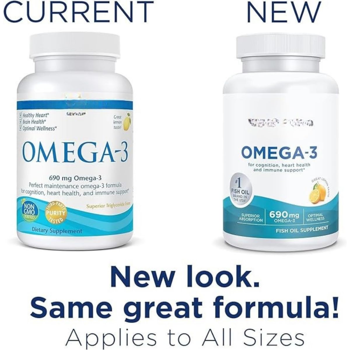 Omega-3 690 mg Softgel, assorbimento superiore, integratore di olio di pesce, aroma di limone, 180 pezzi per bottiglia