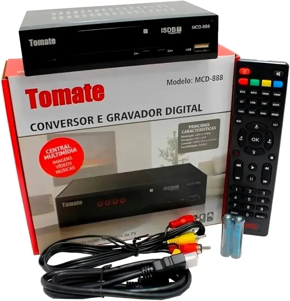 Conversor Digital Full HD 1080p Com Gravador USB HDMI RCA Controle Remoto Para TV Antiga Canal Aberto