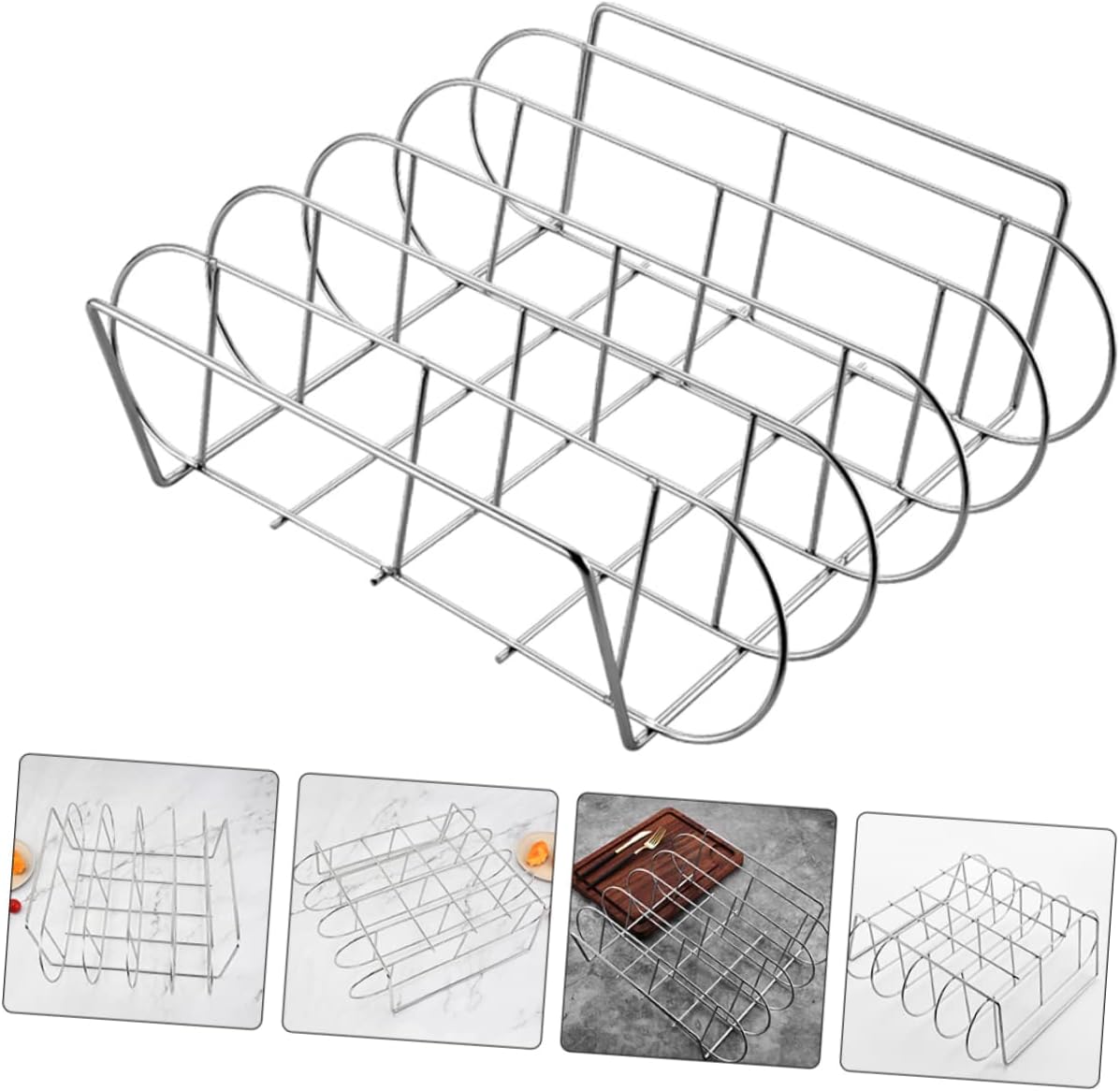 Bbq Rib Rack Holder Heavy Duty Stainless Steel Grill Rack for Outdoor Barbecue Camping and Picnics Durable with Heat and Resistance