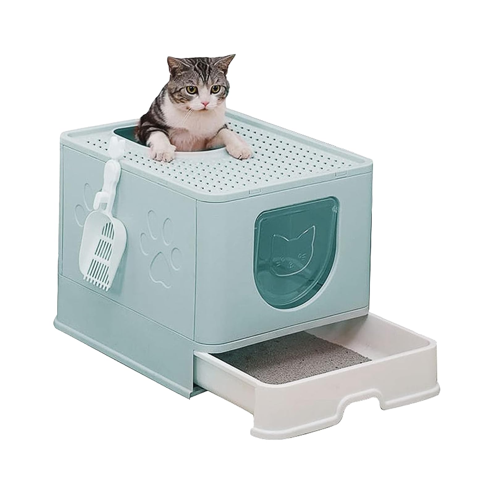 Emily Pets Cat Litter Box Foldable with lid and Cat Litter Scoop, Drawer Type Anti-Splashing Cat Toilet with Large Capacity and Easy to Clean (Green) (B0CV9RQ1MY) Amazon Price History, Amazon Price Tracker