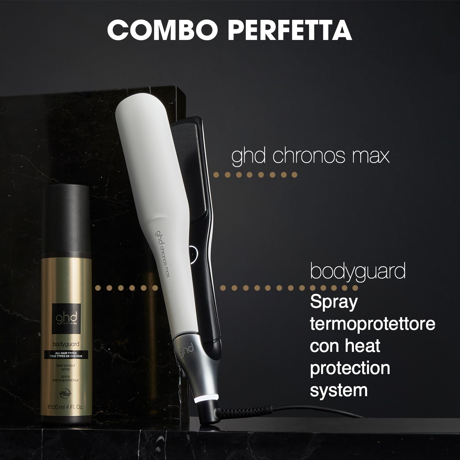 ghd Chronos Max - Piastra per capelli a lamelle larghe - Bianca | 90% di luminosità in più, Tecnologia HD Motion Responsive per Styling 3 Volte più Veloce Senza Danni da Calore Estremo