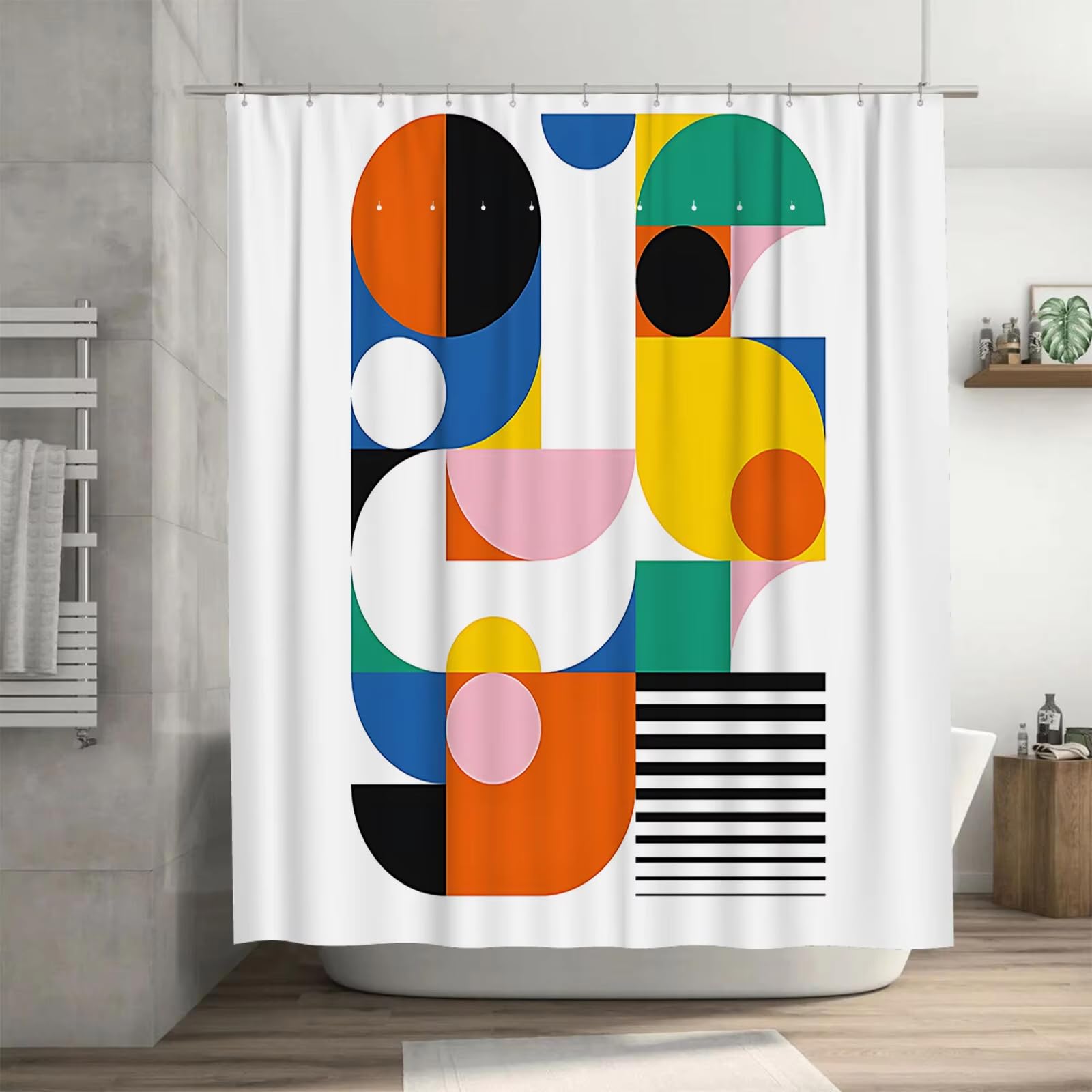 Rideau de douche motif floral moderne en tissu imperméable 140x200cm