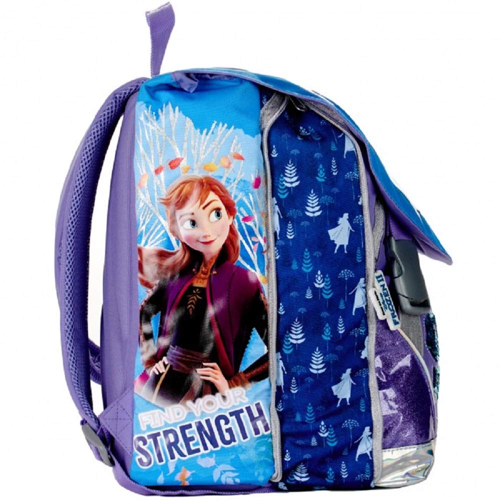 G.P. Schoolpack Zaino Scuola Compatibile con Frozen 2 Elsa Estensibile + Astuccio 3 Zip Completo