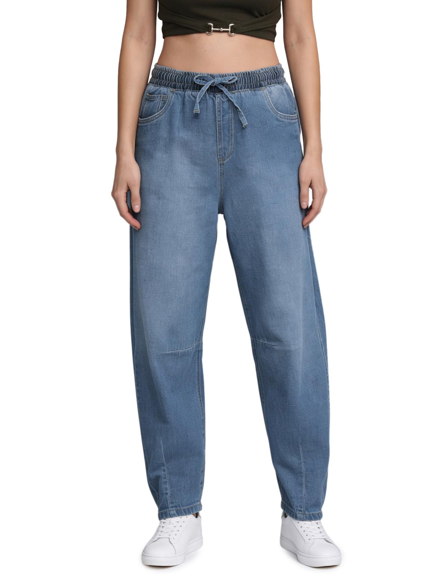 flying machine Women's Barrel Fit Jeans| Solid | High Rise | Stretchable | Jeans for Woman-picture-22