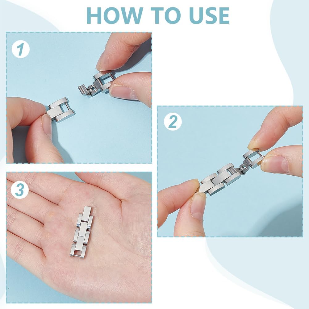 WEBEEDY 4 Pcs Silver Watch or Bracelet Fold Over Clasp 15x10mm Bracelet Foldover Extender Jewelry Repair Clasp for Watches Replacement Buckle DIY Jewelry Making Findings Gift image 3