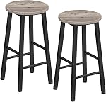 HOOBRO Bar Stools, Set of 2 Bar Chairs, 65.5 cm Height Stools, Breakfast Bar Stools, Industrial Kitchen Bar Chairs, for Dining Room, Kitchen, Bar, Solid and Stable, Rustic Brown and Black BF07BY01G1