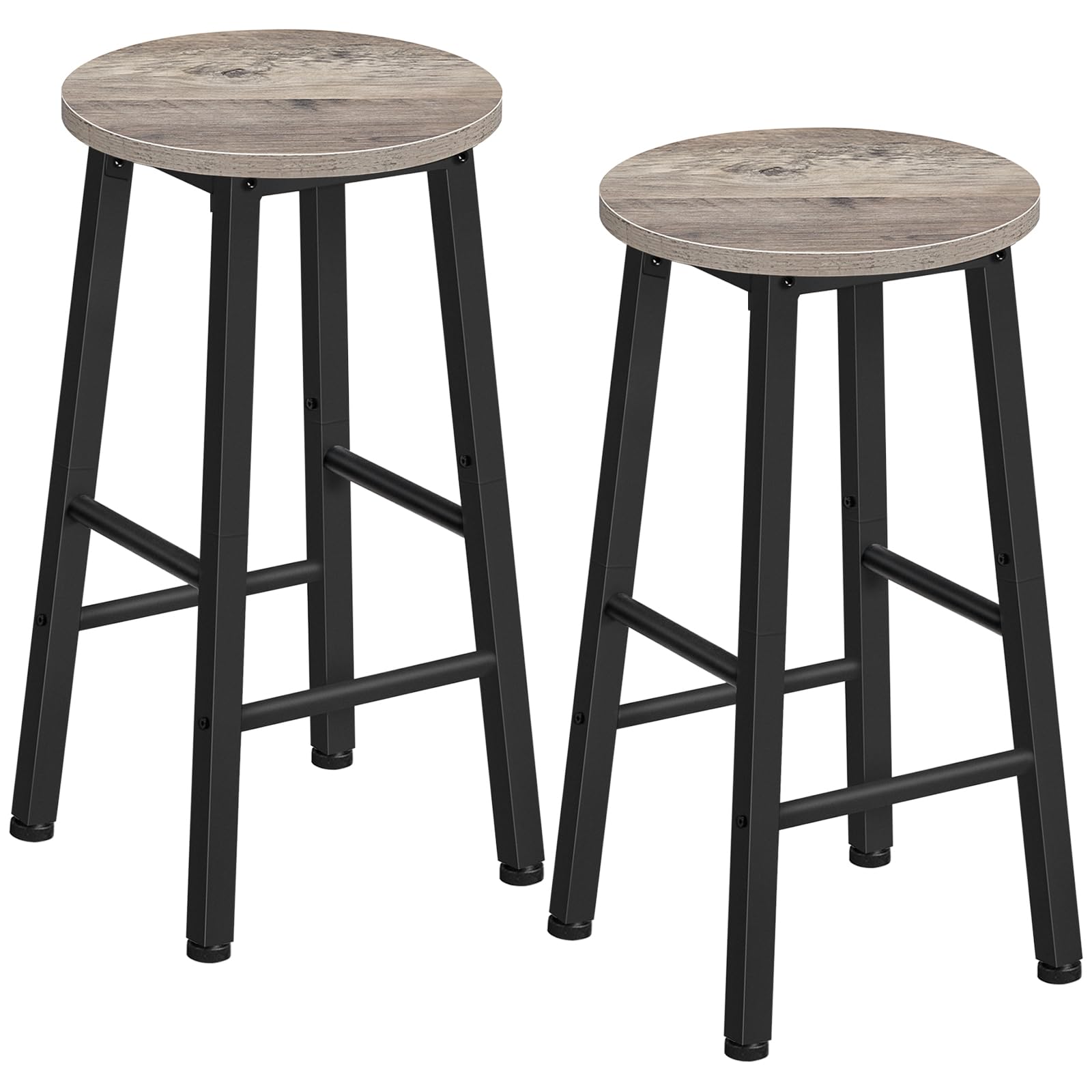 HOOBRO Bar Stools Set of 2, Counter Height Bar Stools, 25.8" Bar Stools for Kitchen Island, Industrial Kitchen Bar Chairs, for Dining Room, Kitchen, Bar, Greige and Black BG07BY01G1N1